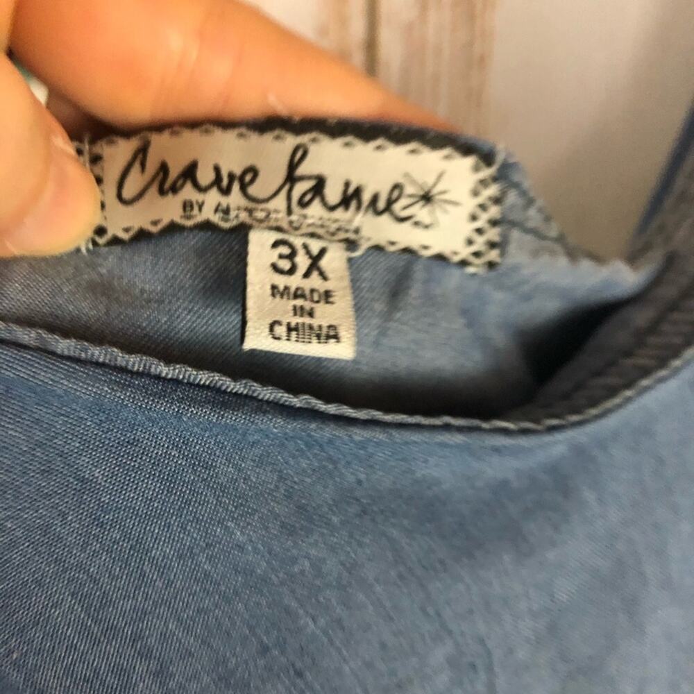 NWT Crave Fame Chambray top, Size 3X. Ruffle - Picture 5 of 7